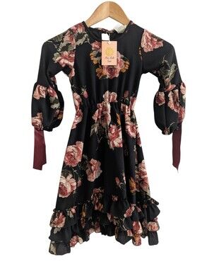 MIA BELLE GIRLS Floral Ruffled Dress Size 6X